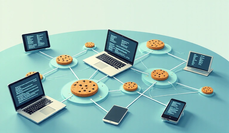 Εικόνα που απεικονίζει cookies σε ένα ψηφιακό περιβάλλον