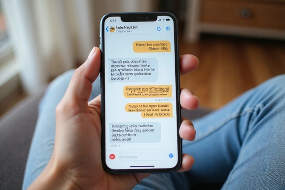Εικόνα που δείχνει ένα χέρι να κρατά ένα smartphone με μηνύματα υποστήριξης