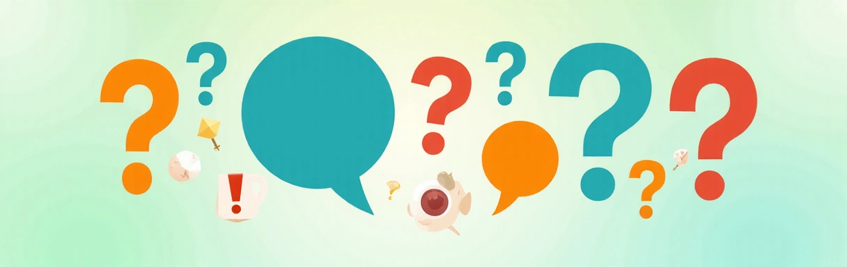 Ερωτηματικά και σύμβολα συζήτησης που αναπαριστούν συχνές ερωτήσεις και απαντήσεις